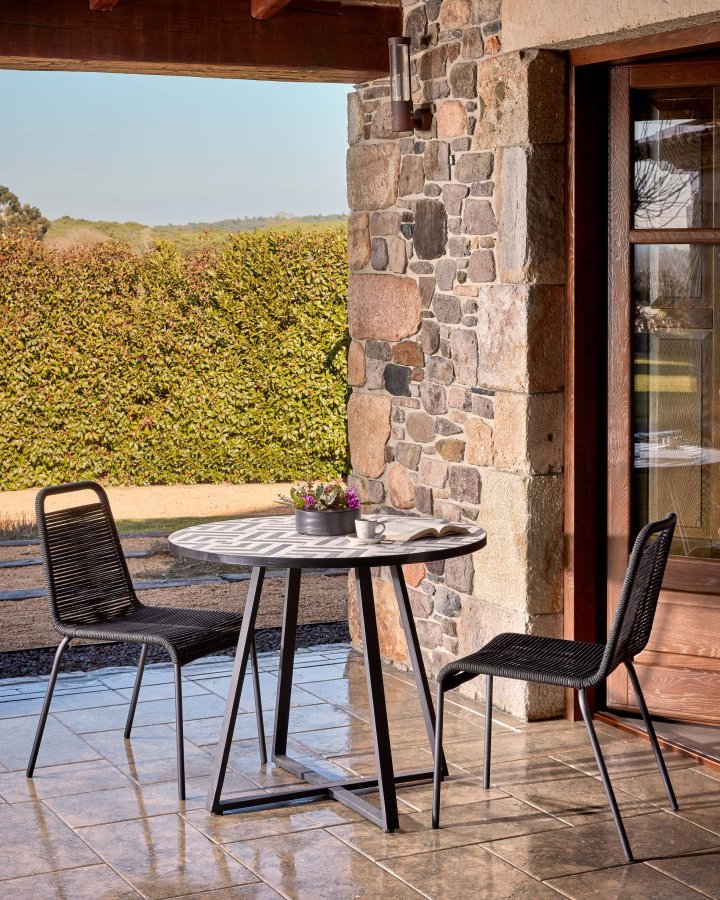 KAVE HOME rundt Tella hagebord - hvit og svart keramikk og stl (90)