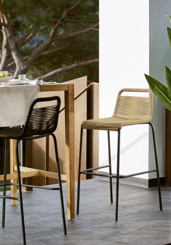 KAVE HOME Beige Glenville barkrakk for hagen, med ryggsttte og fotsttte - stl (100cm)