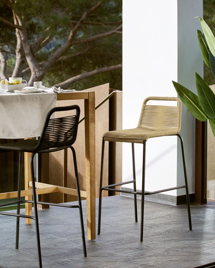 KAVE HOME Beige Glenville barkrakk for hagen, med ryggsttte og fotsttte - stl (100cm)