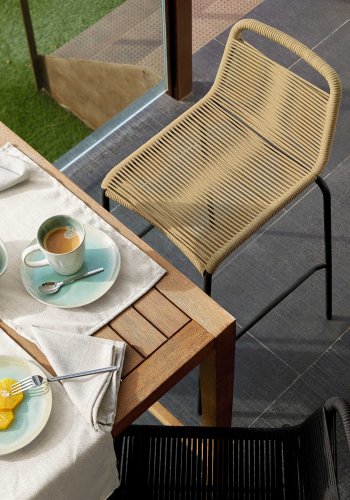 KAVE HOME Beige Glenville barkrakk for hagen, med ryggsttte og fotsttte - stl (88cm)