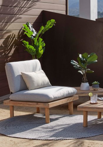 KAVE HOME Viridis udendrs loungest m. 4 sder og 2 borde - massivt akacietr og grt stof