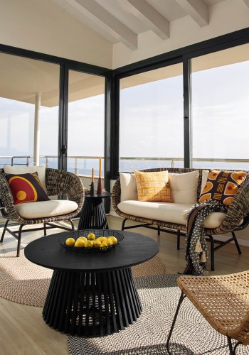 KAVE HOME Jeanette salongbord, rundt - sort mindi wood (80)