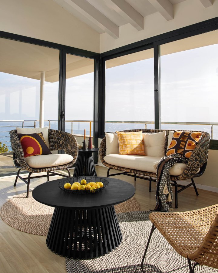 KAVE HOME Jeanette salongbord, rundt - sort mindi wood (80)