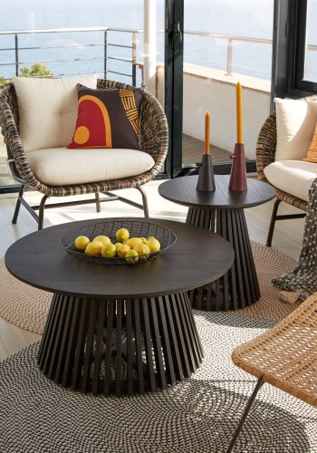 KAVE HOME Jeanette salongbord, rundt - sort mindi wood (80)