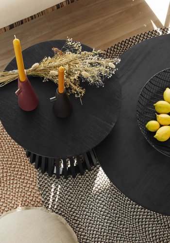 KAVE HOME Jeanette salongbord, rundt - sort mindi wood (80)