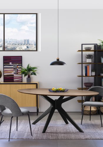 KAVE HOME Mahalia spisebordsstol, uten armlener - mrkegrtt stoff og svart stl