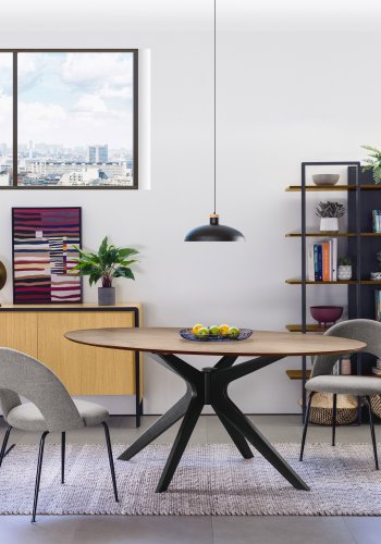 KAVE HOME Mahalia spisebordsstol, uten armlener - lysegrtt stoff og svart stl