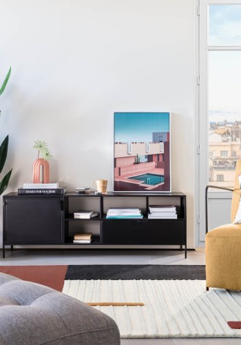 KAVE HOME Shantay TV-bord, m. 1 dr og 1 skuff - sort stl (150xx 50) 