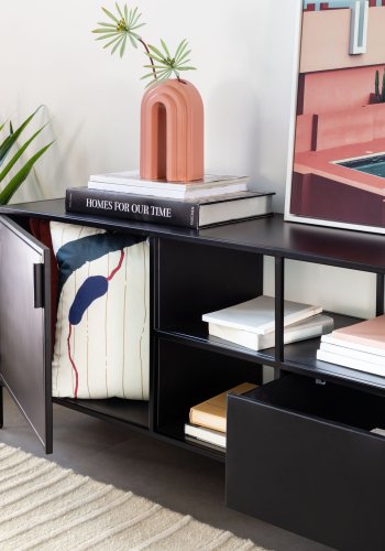 KAVE HOME Shantay TV-bord, m. 1 dr og 1 skuff - sort stl (150xx 50) 