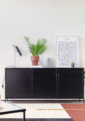 KAVE HOME Shantay skjenk, m. 3 drer og 3 hyller - sort stl (160x72) 