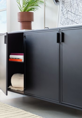 KAVE HOME Shantay skjenk, m. 3 drer og 3 hyller - sort stl (160x72) 