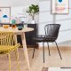 KAVE HOME Surpik spisebordsstol, med pute i syntetisk skinn - svart polypropylen og stl