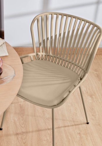 KAVE HOME Surpik spisebordsstol, med pute i syntetisk skinn - beige polypropylen og stl