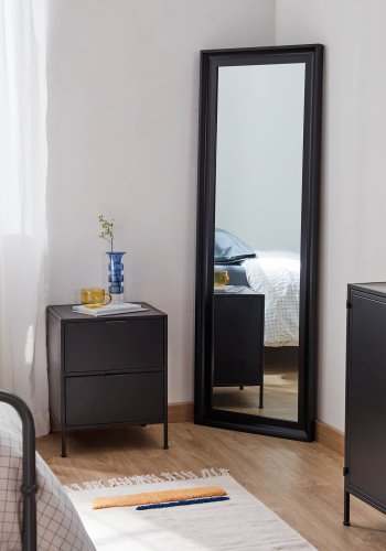 KAVE HOME Shantay nattbord, m. 2 skuffer - svart stl (40x50)