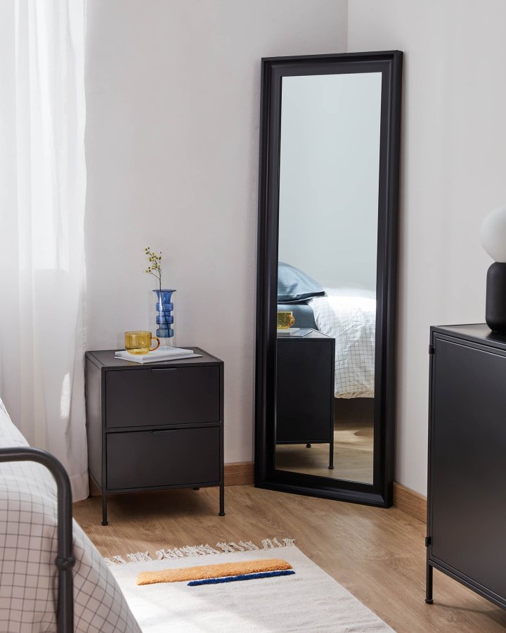 KAVE HOME Shantay nattbord, m. 2 skuffer - svart stl (40x50)