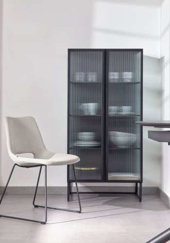 KAVE HOME Trixie vitrineskap, m. 2 drer - klart glass og sort stl (70x143)