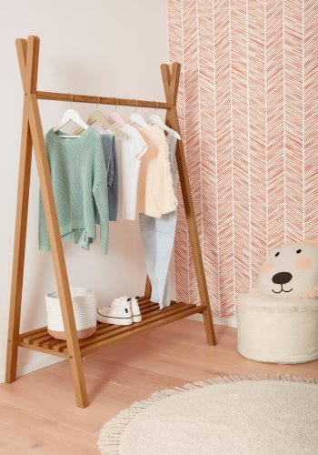 KAVE HOME Maralis klesstativ for barn, med hylle - naturlig ask (148x50) 