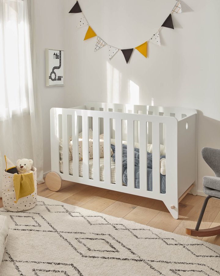 KAVE HOME Nisi-bilde - hvitt lerret og MDF (sett med 3)