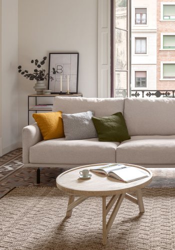 KAVE HOME Galene 4-manns sofa, med hyre sjeselong - beige resirkulerte fibre og jern