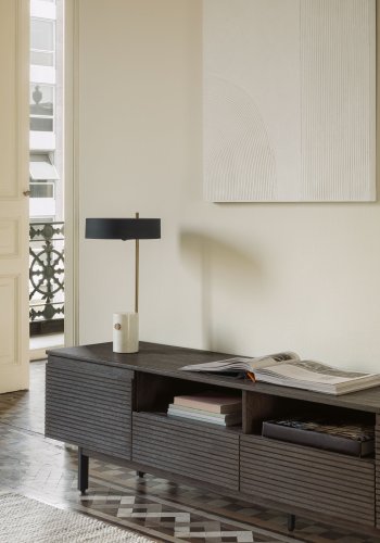 KAVE HOME Phant bordlampe - hvit marmor og svart metall