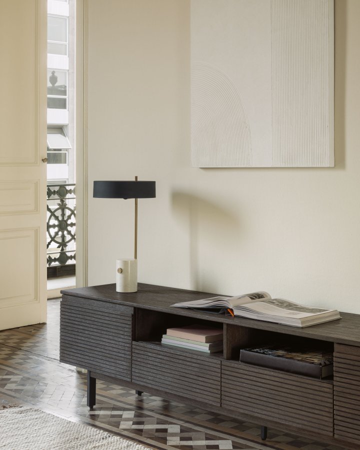 KAVE HOME Phant bordlampe - hvit marmor og svart metall