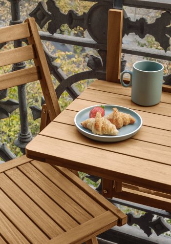 KAVE HOME Amarillis sammenleggbar bord for hagen - naturlig akasietre (40x42)