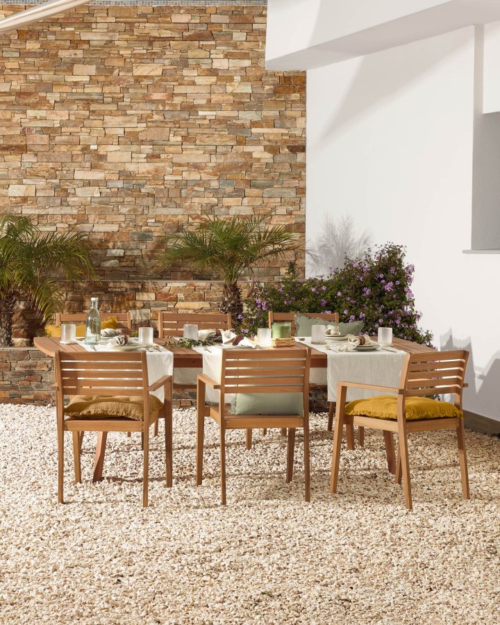 KAVE HOME Hanzel hagestol, med armlener - naturlig akasietre