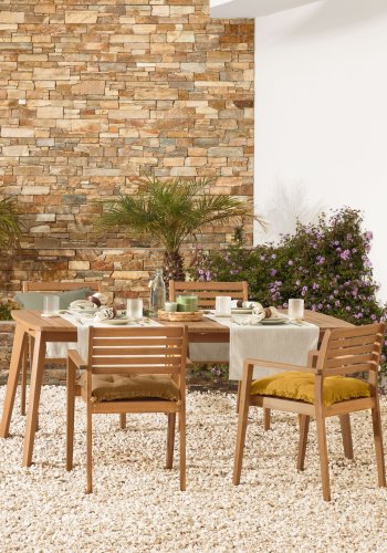 KAVE HOME Hanzel hagebord, med uttrekk - naturlig eukalyptustre (183(240)x100)