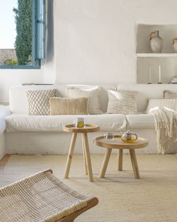 KAVE HOME Glenda rundt salongbord i solid teak,  55 cm