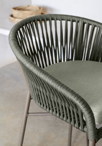 KAVE HOME Yanet barkrakk, m. ryggsttte - grnt tau og stl (H 85)