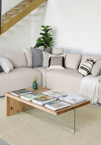 KAVE HOME Tulsi salongbord, rektangulrt - naturlig eik og klart glass (120x70)