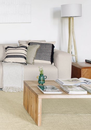 KAVE HOME Tulsi salongbord, rektangulrt - naturlig eik og klart glass (120x70)