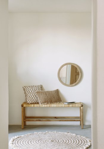 KAVE HOME Alun veggspeil, rundt - speilglass og naturlig mindi-tre (50)