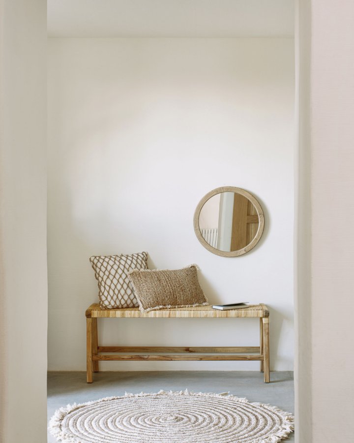 KAVE HOME Alun veggspeil, rundt - speilglass og naturlig mindi-tre (50)