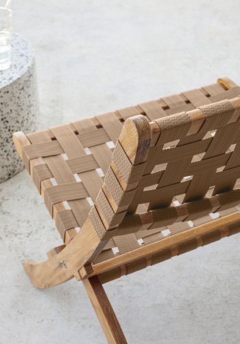 KAVE HOME Chabeli loungestol, foldbar - akacietr og beige snor