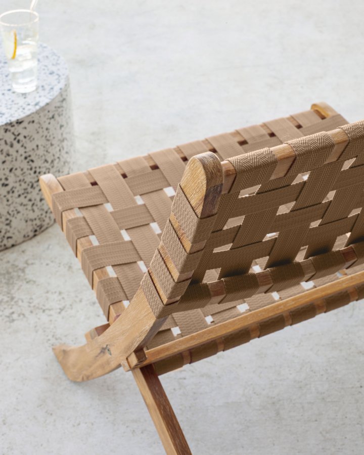 KAVE HOME Chabeli loungestol, foldbar - akacietr og beige snor