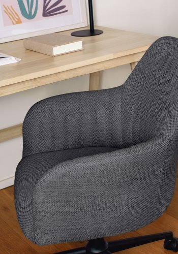 KAVE HOME Madina kontorstol, med armlener - lys gr stoff og polypropylen