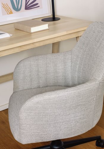 KAVE HOME Madina kontorstol, med armlener - lys gr stoff og polypropylen