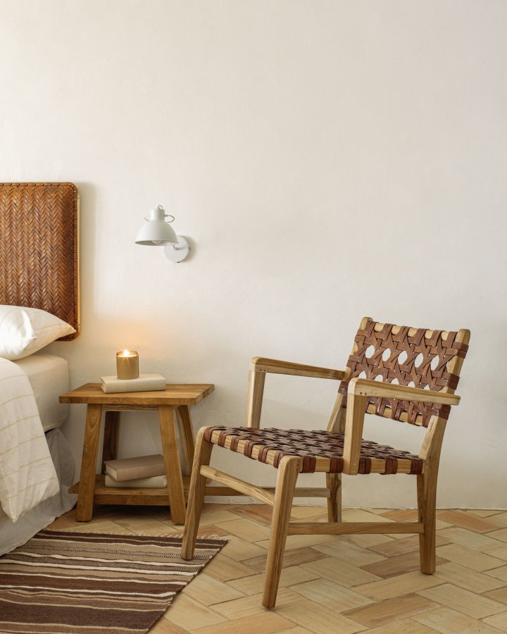 KAVE HOME Safara solid resirkulert teak fotskammel 50 x 32 cm