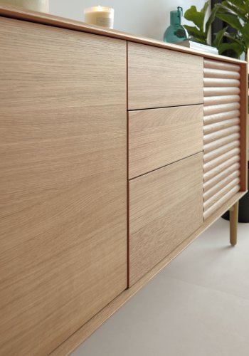 KAVE HOME Lenon skjenk m. 3 drer og 3 skuffer - naturlig eik (200x45)