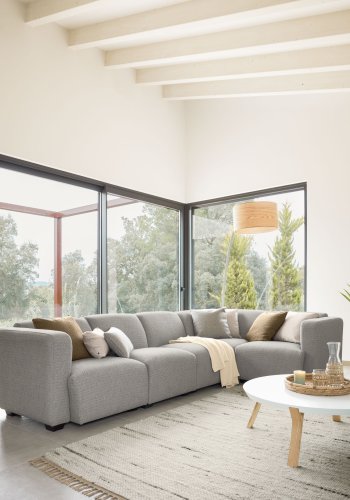 KAVE HOME Dilos salongbord, rundt - hvit MDF og naturlig ask (90)