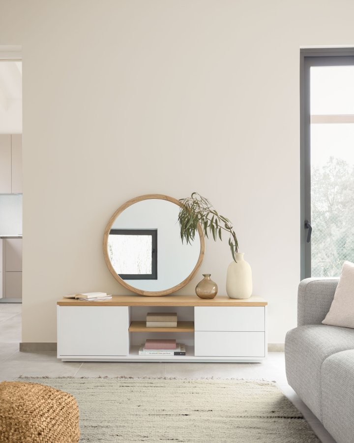 KAVE HOME Alun veggspeil, rundt - speilglass og naturlig mindi-tre (80)