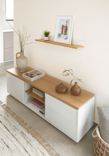 KAVE HOME Abilen hylle i 100 % FSC eikefiner og hvit lakk 80 x 15 cm