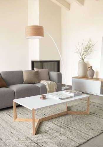 KAVE HOME Duplex sofabord - hvitt/natur tre, rektangulrt (120x60)