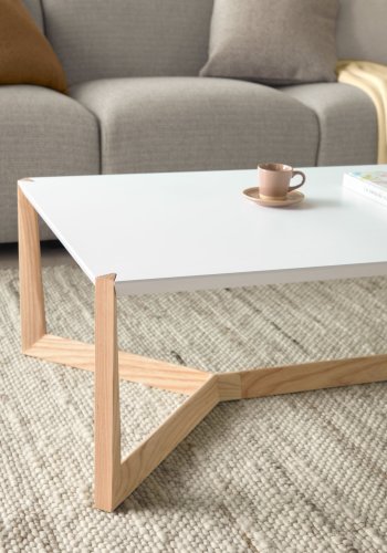 KAVE HOME Duplex sofabord - hvitt/natur tre, rektangulrt (120x60)