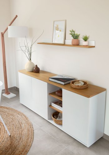 KAVE HOME Abilen hylle i 100 % FSC eikefiner og hvit lakk 120 x 15 cm