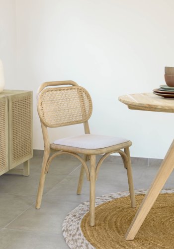 KAVE HOME Doriane spisestuestol - naturlig rotting, stoff og eik