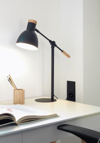 KAVE HOME Ingo skrivebord - hvit/naturlig MDF/eik, m. 2 skuffer