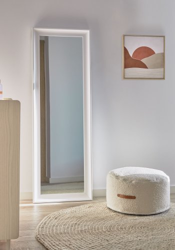 KAVE HOME Romila veggspeil, rektangulrt - hvit resirkulert plast og speilglass (52x152,5)
