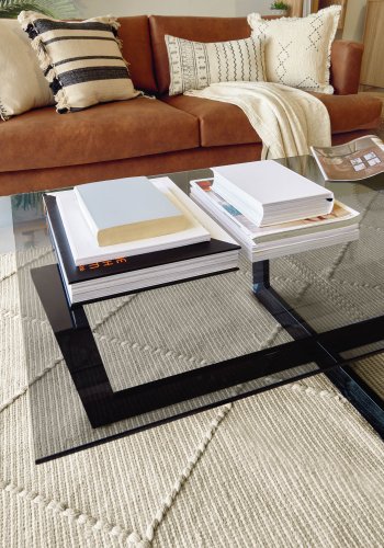 KAVE HOME Plum salongbord - grtt/svart glass/stl, rektangulrt (120x70)